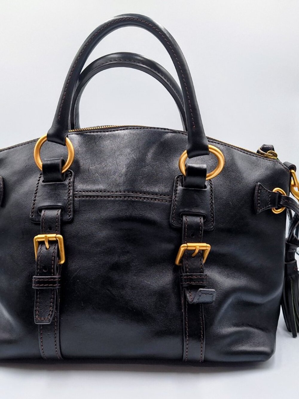 Dooney & Bourke Black Florentine Leather Satchel Crossbody Mint Condition - Picture 3 of 11